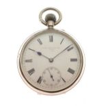 Edwardian silver pocket watch, the white Roman dial marked for Owen Bros, London, with subsidiary