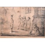 19th Century lithograph - Recruits, being a caricature study of a press-gang outside a tavern,