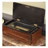 19th Century Swiss rosewood and simulated rosewood cased musical box having a 6" cylinder Condition: