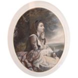 Mid 19th Century oval hand coloured engraving - Sylvia, engraved by G.S. Shury after Henry