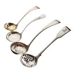 Four various silver sifting ladles, 1833 - 1917, combined weight 4.5oz approx Condition: