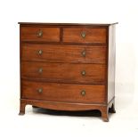 Early 19th Century mahogany bowfront chest of two short over three graduated long cockbeaded drawers