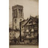 Twelve assorted etchings and engraved prints by E. Sharland, to include; three of Bristol,