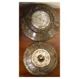 Two serpentine cased circular aneroid barometers Condition: