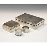 George V engine turned silver box, Sheffield 1935, a smaller silver box with worn hallmarks and