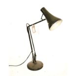 Anglepoise type table lamp with dark green finish on circular base Condition: