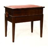 Early 20th Century beech adjustable piano stool with upholstered seat on tapered square section