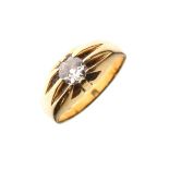 18ct gold ring set solitaire diamond, size R½, 7.9g approx gross Condition: