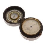 Late 19th/early 20th Century Newton & Co pocket barometer, the hinged cover having a Singers