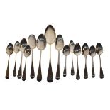 Quantity of mainly Georgian silver spoons, combined weight 9.7oz approx Condition: