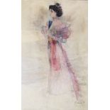 Modern watercolour - Study of an Edwardian lady, signed Alexander and dated '80, 33cm x 21cm