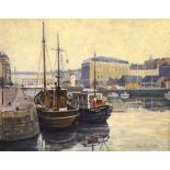 John F Collins (Bristol Savages) - Watercolour - The Arnolfini and Princes Street Bridge, Bristol,