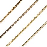 9ct gold box link neck chain, 17g approx Condition: