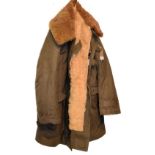 Swedish Army overcoat or jacket with internal label Malsakrad Falo, with sheepskin type lining and