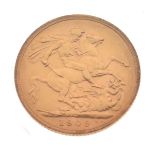 Gold Coins - Edward VII sovereign, 1909 Condition: