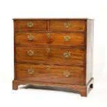 George III walnut chest of two short and three long graduated drawers on bracket feet Condition: