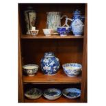 Selection of mainly Chinese ceramics to include; baluster vase, tea bowls, mug, ginger jar,