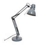 Anglepoise style table lamp with pale blue finish on circular base Condition: