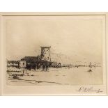 Collection of nine framed etchings, artists include; Wilson Nesbit, Edward Ertz, Hugh Paton and