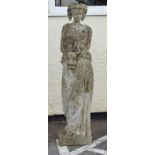 Reconstituted stone figure of a maiden holding a vessel Condition: