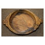 Antique roughly hewn circular wooden pan Condition: