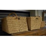 Selection of wicker and seagrass baskets to include; rectangular, circular and other examples