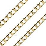 Yellow metal square curb link neck chain, stamped 9kt, 14g approx Condition: