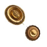 Two Victorian yellow metal brooches, each having canatille decoration, 16g approx gross Condition: