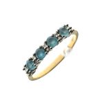 9ct gold ring set pale green and white stones, size M, 1.6g approx gross Condition: