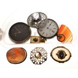 Selection of watches and jewellery to include; silver open faced pocket watch, base metal open