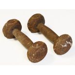 Pair of Victorian cast iron dumb bells Condition: