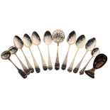 George V silver caddy spoon, Sheffield 1912, together with various other silver spoons, combined