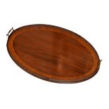 Early 20th Century inlaid mahogany oval two handled gallery tray in the Georgian taste Condition: