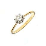 18ct gold ring set solitaire diamond, size P, 1.9g approx gross Condition: