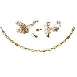 Selection of yellow metal jewellery to include; multi coloured stone set bracelet stamped 375,