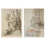 William Russell Flint - Pair of hand entitled prints - Madame du Barry as a Bacchante and Madame