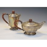 Elizabeth II silver teapot with matching hot water jug, Sheffield 1961, 34oz approx gross Condition: