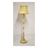 20th Century cream painted standard lamp with cluster column stem on spreading hexagonal base with