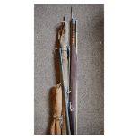 Two vintage bamboo fishing rods and two others Condition: