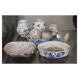 Collection of seven 19th Century Chinese porcelain bird feeders Condition: