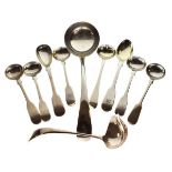 Edward VII silver Old English pattern sauce ladle, London 1906, together with various silver salt