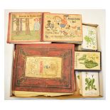 Victorian scrap album, together with children's books and a German 'Wild Flowers' card game