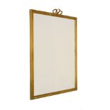 Early 20th Century gilt framed wall mirror with plain rectangular plate within ribbon surmount