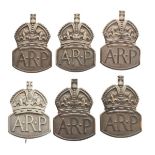 Six silver A.R.P. lapel badges, 1936 - 1939, 1.7oz approx Condition: