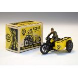 Morestone die-cast model of an A.A. Scout Patrol motor cyclist with side car, boxed Condition: