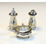 George V silver three piece condiment set, Birmingham 1932-1936, 3oz approx nett Condition: