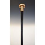 Victorian ebonised walking stick, the 15ct gold handle hallmarked for 1891 Condition: