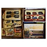 Two boxes containing a selection of die-cast and other model vehicles and planes to include; Corgi