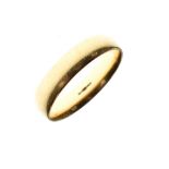 18ct gold ring of plain wedding band design, size P, 3.8g approx gross Condition: