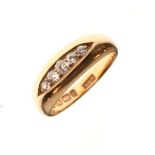18ct gold ring set five graduated diamonds, size M, 6.5g approx gross Condition: